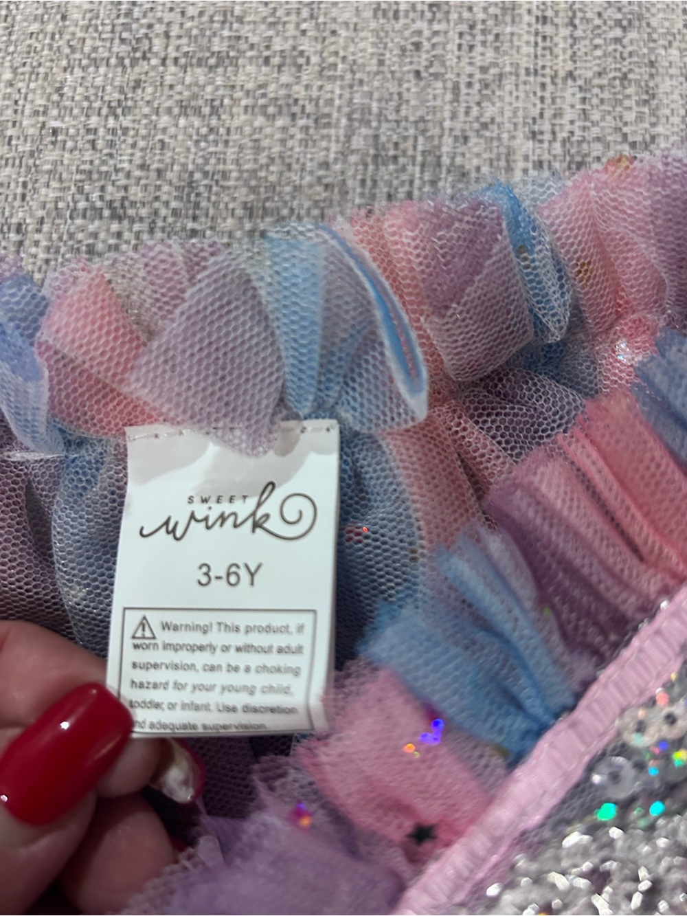 Unicorn Pastel Tulle Costume Set with Headband & Wand - Pink Purple Blue - Picture 6 of 8